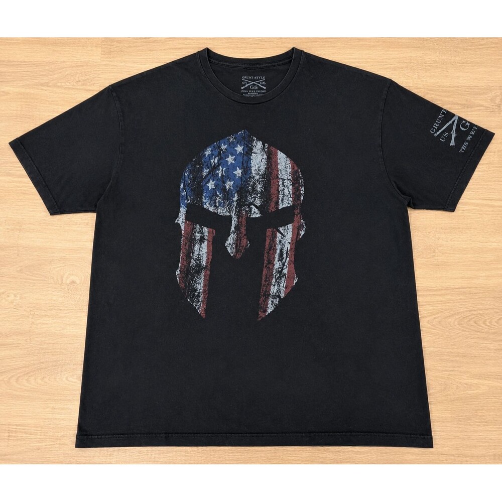 Grunt Style American Spartan T Shirt Mens 3XL Black Flag Patriotic Graphic Tee